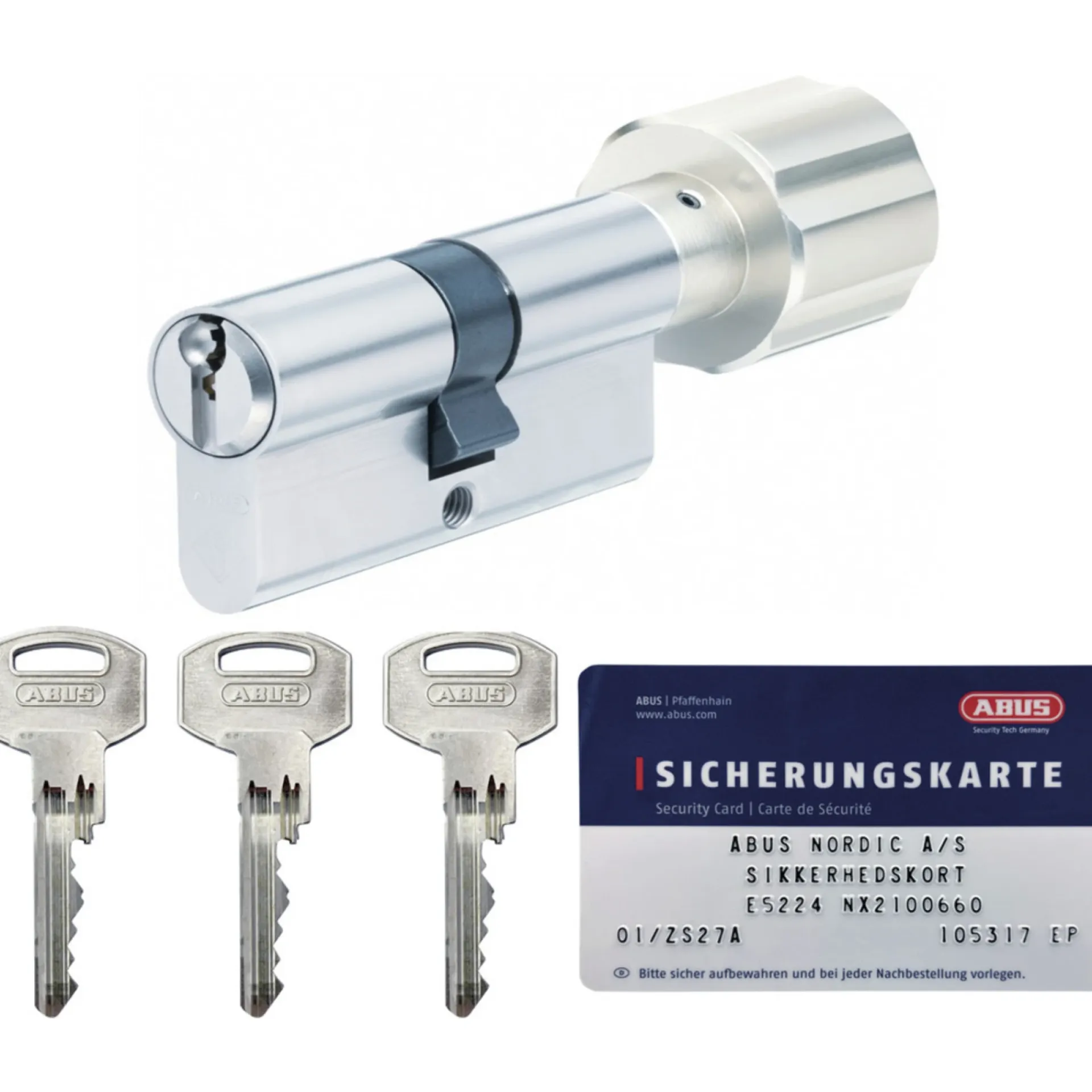 Clearance Abus NX21 N1L430_3050 PROFILCYLINDER PROFILCYLINDER MED KNOP NIKKEL SÆT