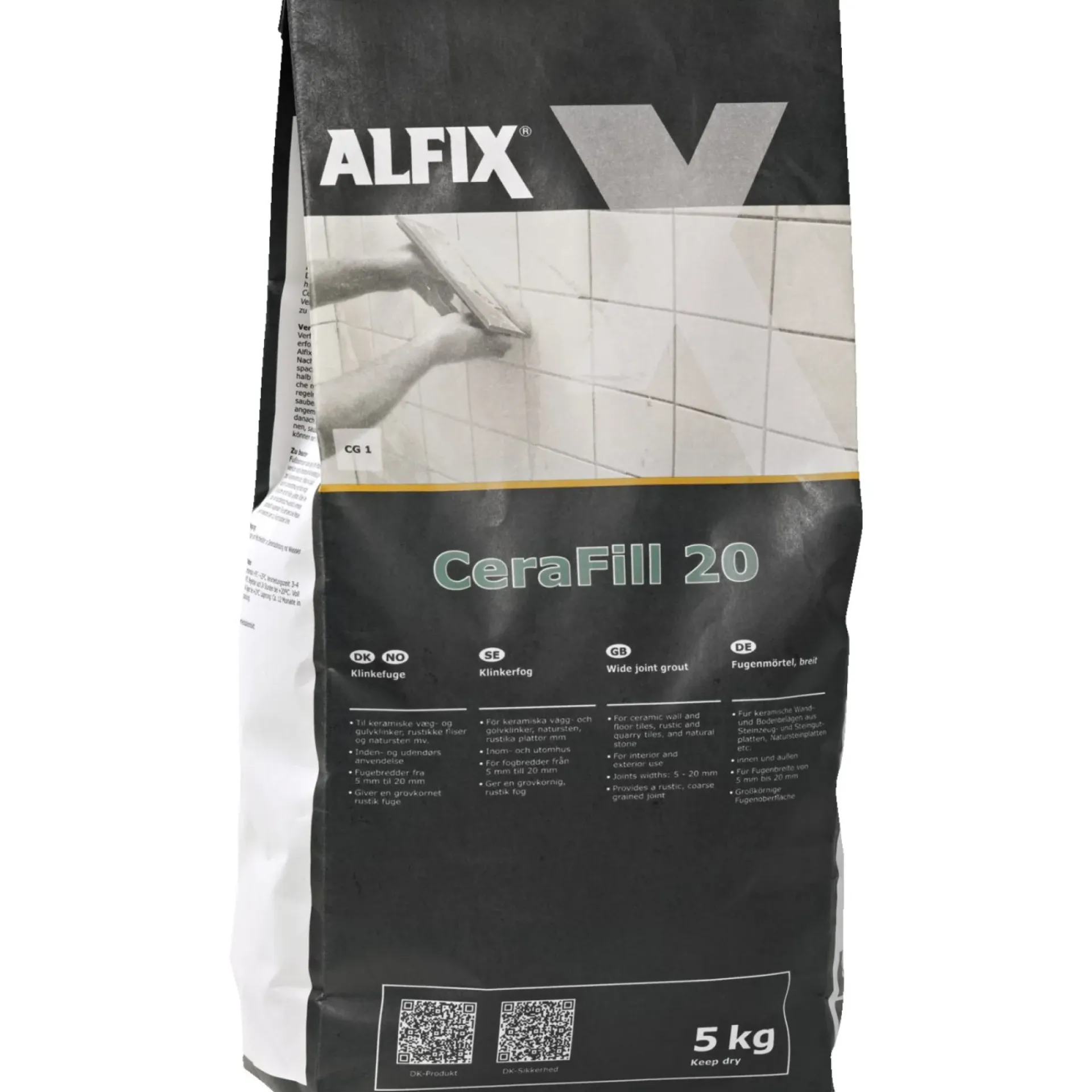 Outlet Alfix CERAFILL 20 FUGEMASSE 5 KG GRÅ