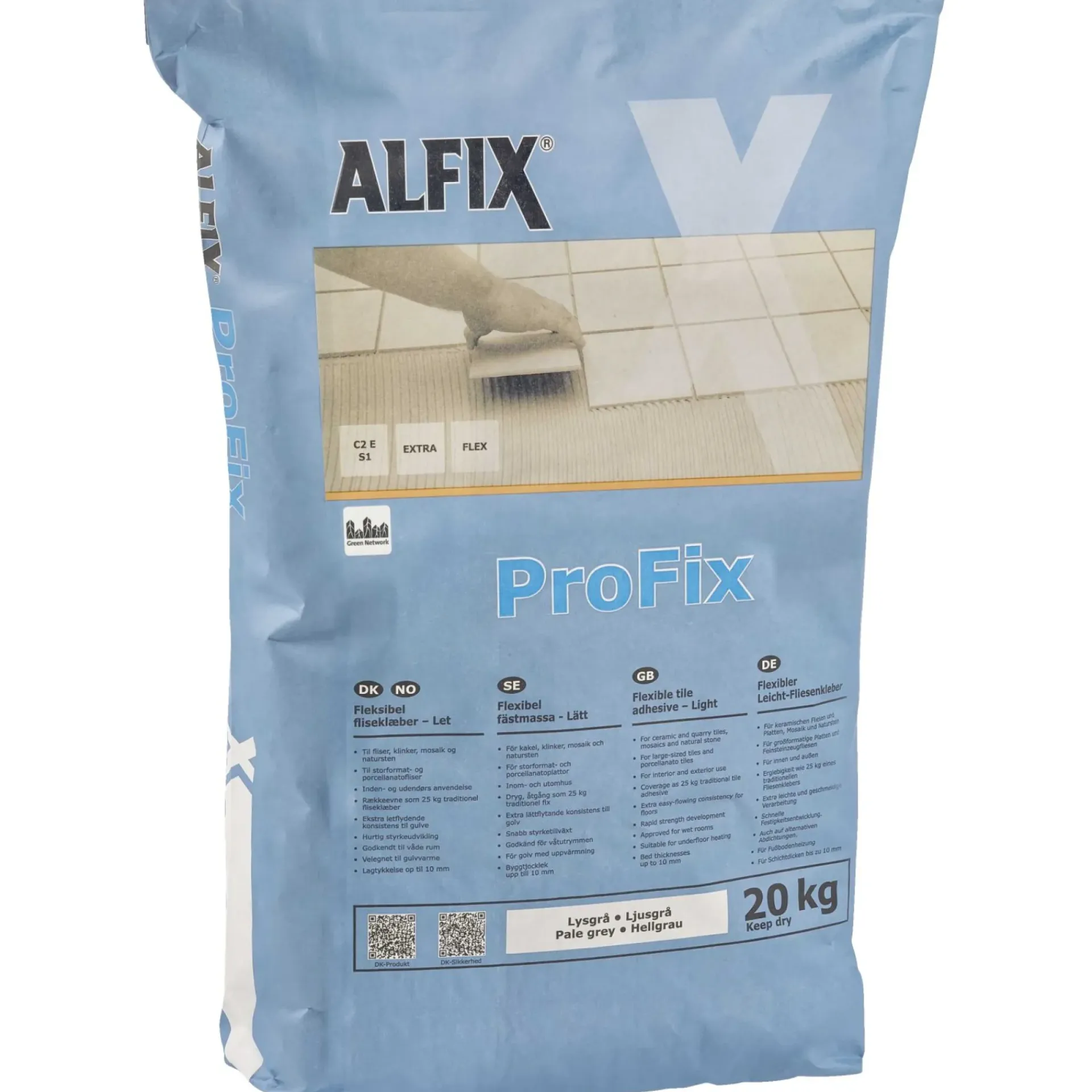 Clearance Alfix PROFIX FLISEKLÆB 20 KG LYSEGRÅ