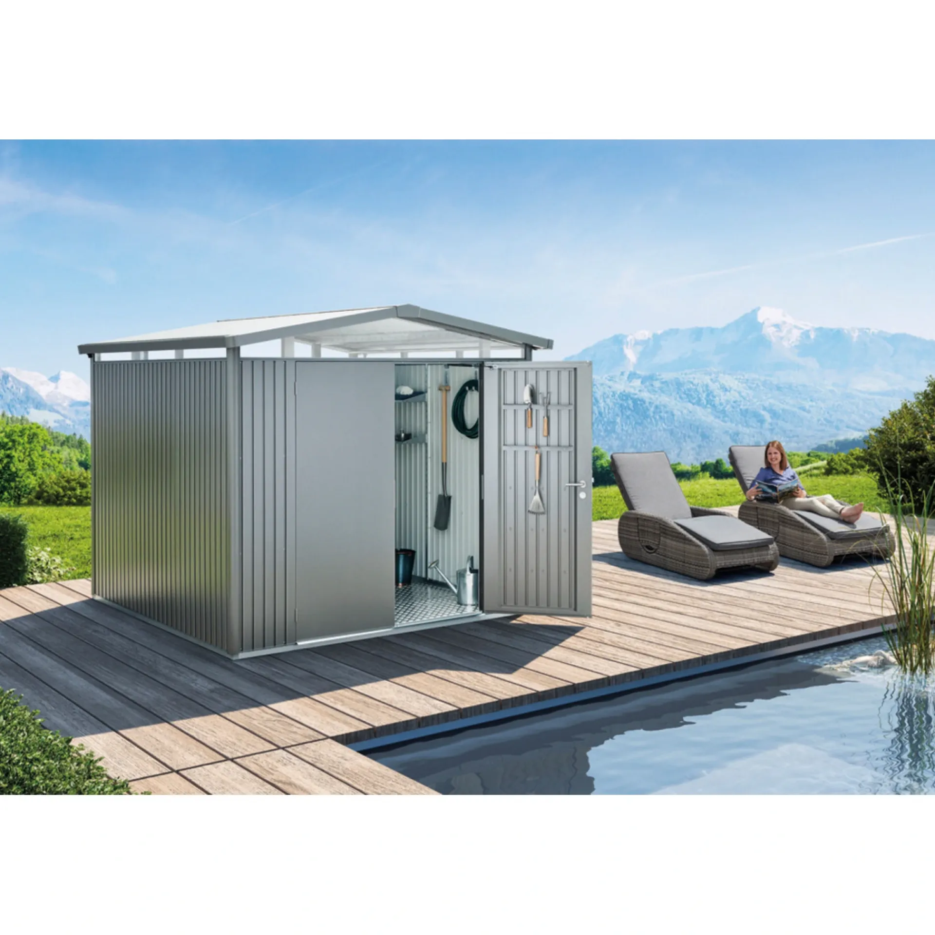 Outlet Biohort PANORAMA P4 REDSKABSRUM SØLV METALLIC 7,59 M2