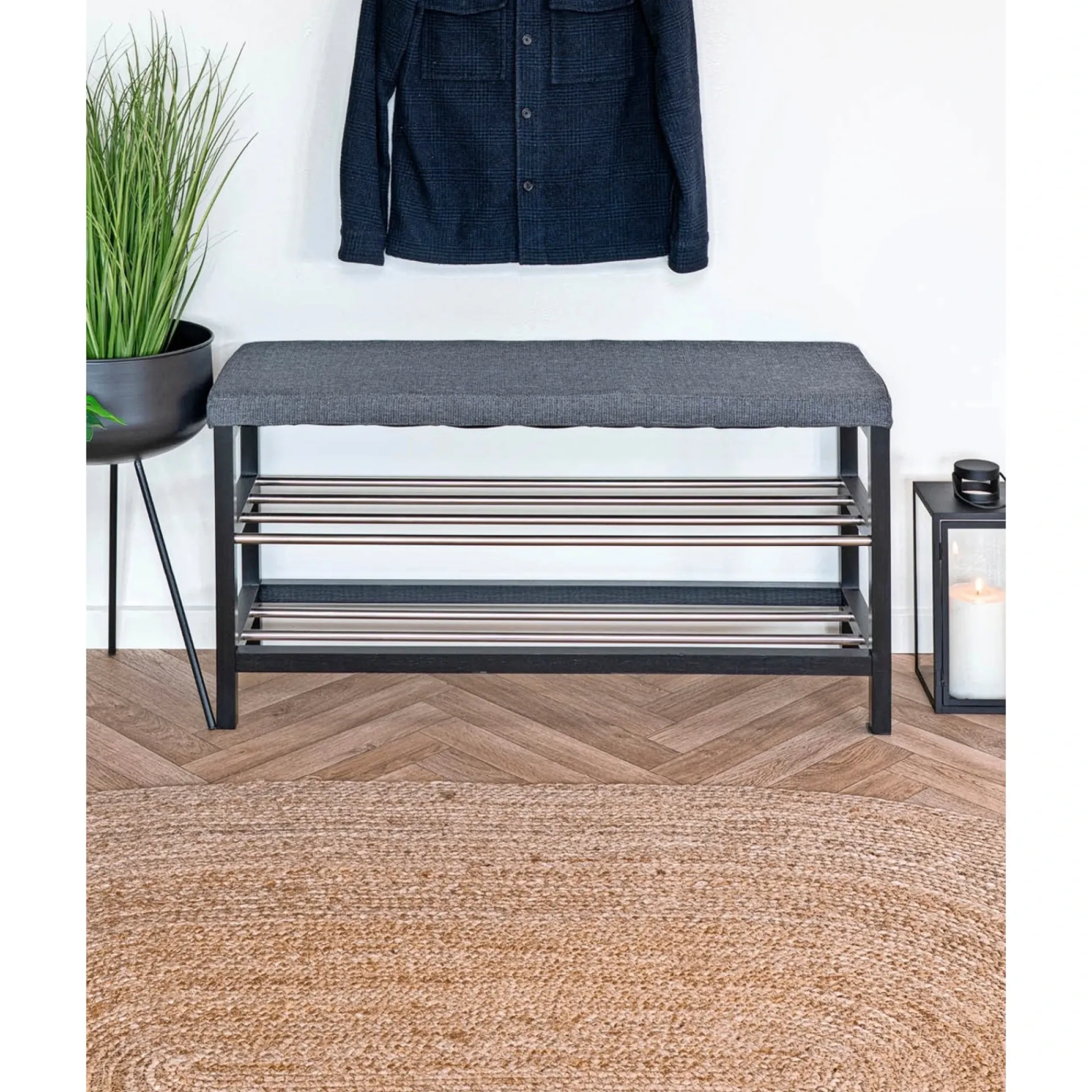 Online Boliginteriør BOLIGINTERIØR BÆNK SORT/GRÅ 34 X 100 CM