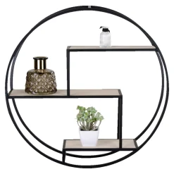 Boliginteriør BOLIGINTERIØR RUND HYLDE NATUR/SORT 60 X 13 X 60 CM