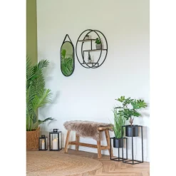 Boliginteriør BOLIGINTERIØR RUND HYLDE NATUR/SORT 60 X 13 X 60 CM
