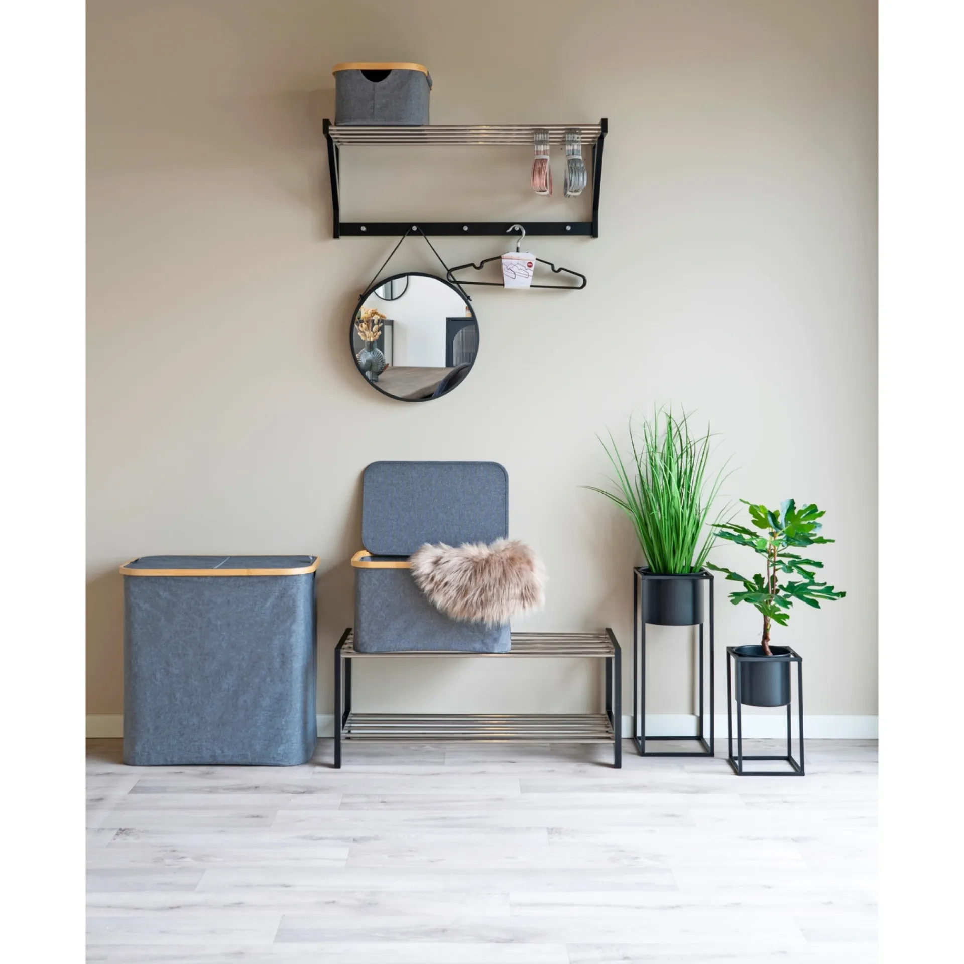 Clearance Boliginteriør BOLIGINTERIØR VASKETØJSKURV MØRKEGRÅ 54X33X54 CM
