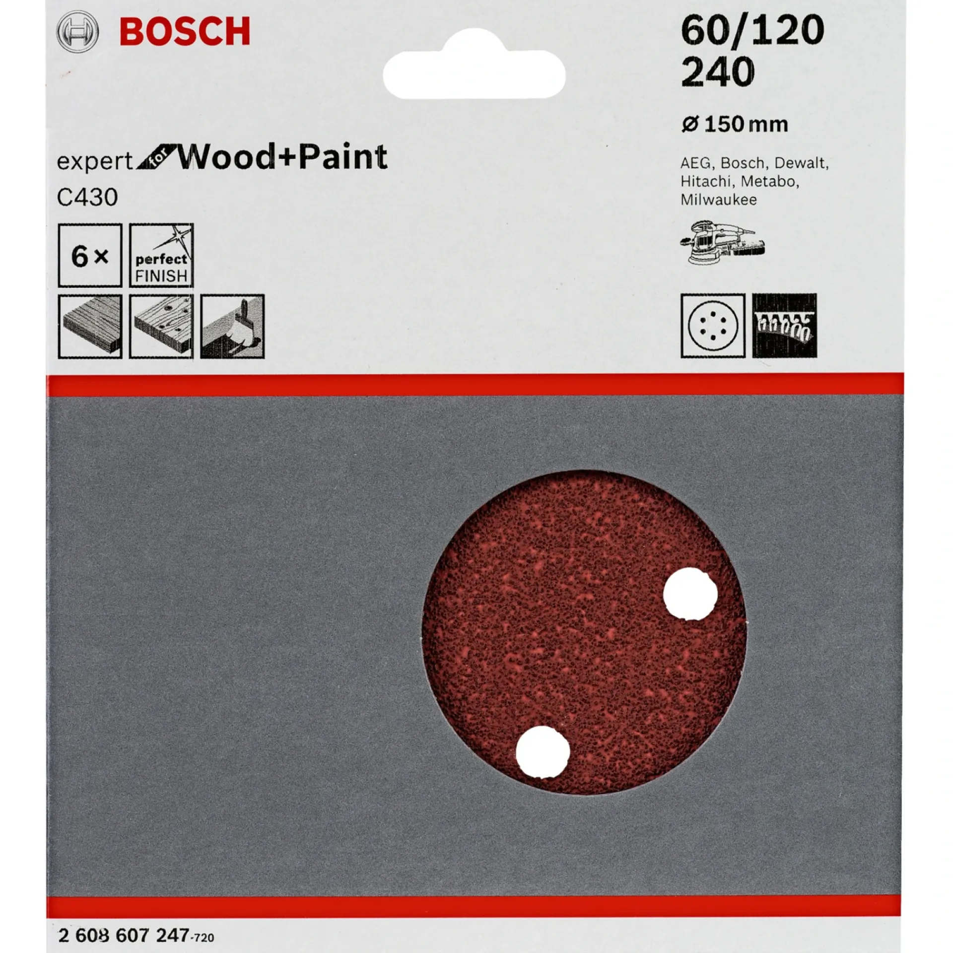 Discount Bosch C430 EXPERT SLIBERONDEL Ø150 MM K60; K120; K240 6 STK