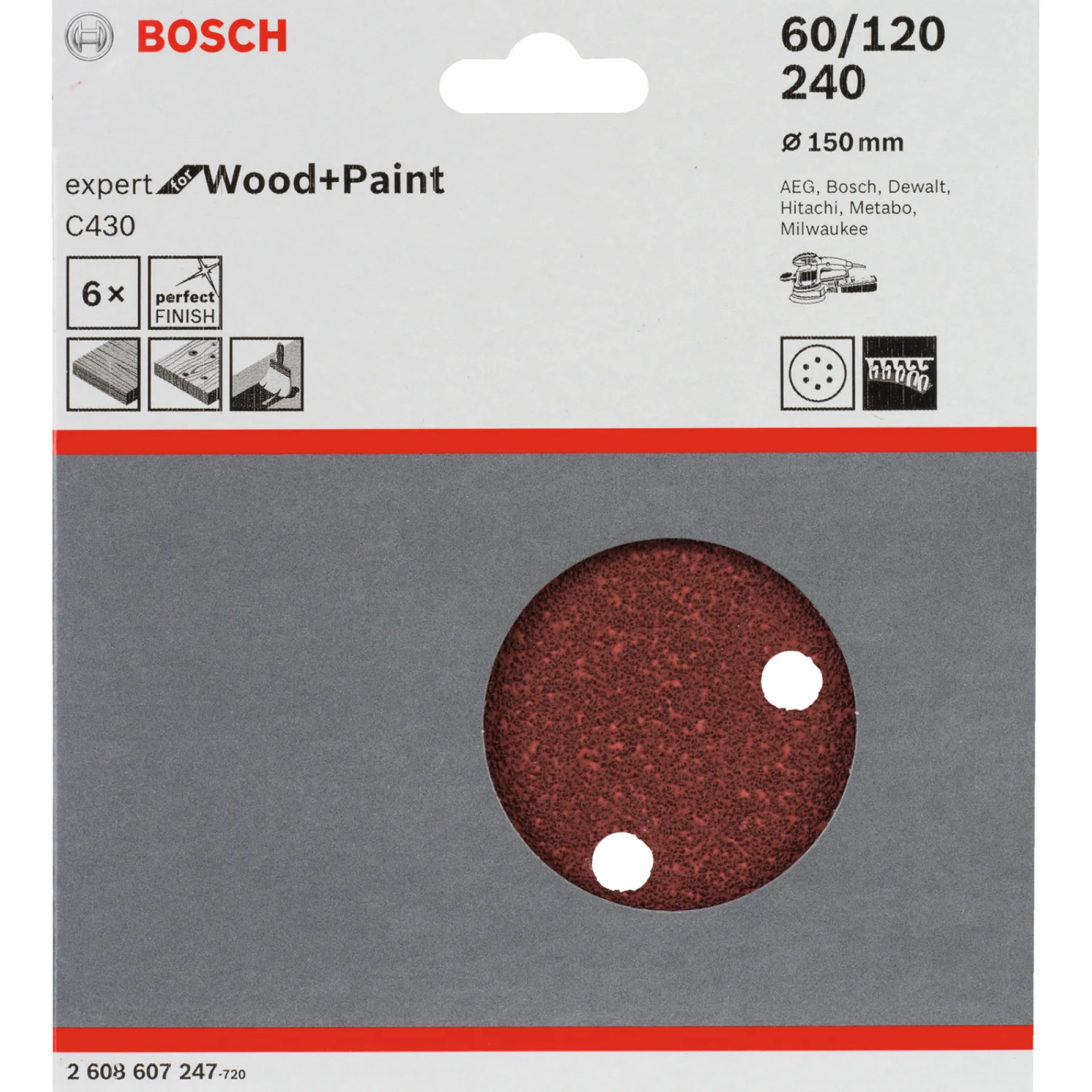 Discount Bosch C430 EXPERT SLIBERONDEL Ø150 MM K60; K120; K240 6 STK