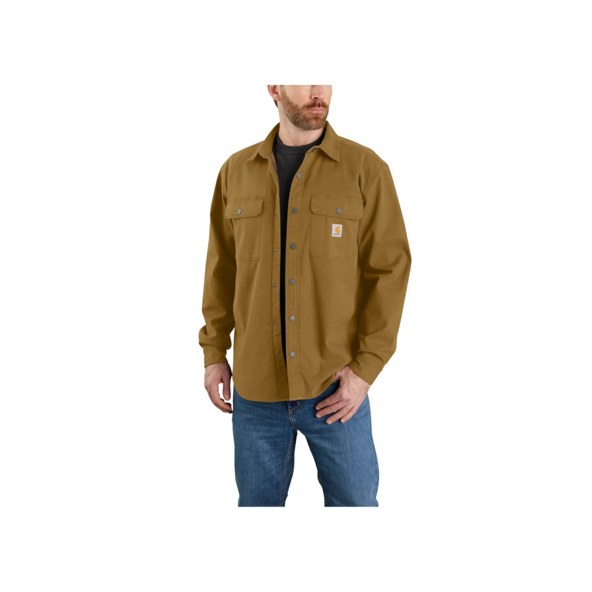 Outlet Carhartt CANVAS FLEECE-LINED SHIRT JACKET SKJORTEJAKKE M BRUN