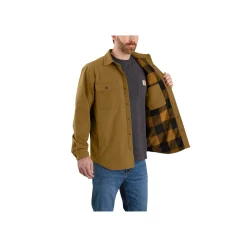 Outlet Carhartt CANVAS FLEECE-LINED SHIRT JACKET SKJORTEJAKKE M BRUN