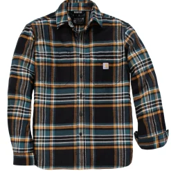New Carhartt FLANNEL LONG-SLEEVE PLAID SHIRT SKJORTE L SORT