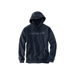 Best Carhartt MARQUETTE LOGO SWEATSHIRT HÆTTETRØJE S NAVY BLÅ