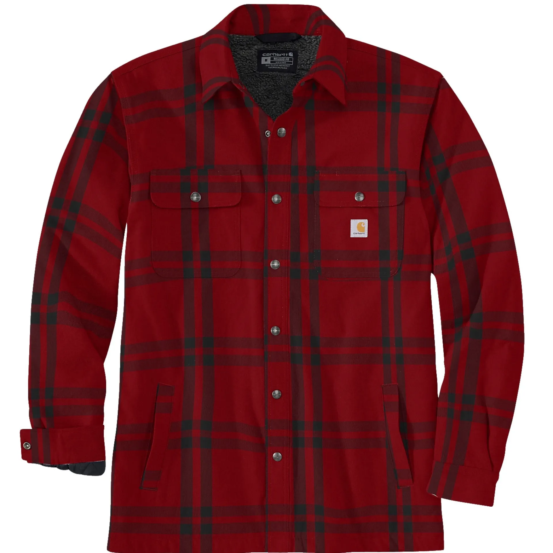 Clearance Carhartt RELAXED FIT FLANNEL SHERPA-LINED SHIRT JAC SKJORTEJAKKE L RØD TERNET