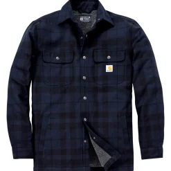Outlet Carhartt RELAXED FIT FLANNEL SHERPA-LINED SHIRT JAC SKJORTEJAKKE M NAVY