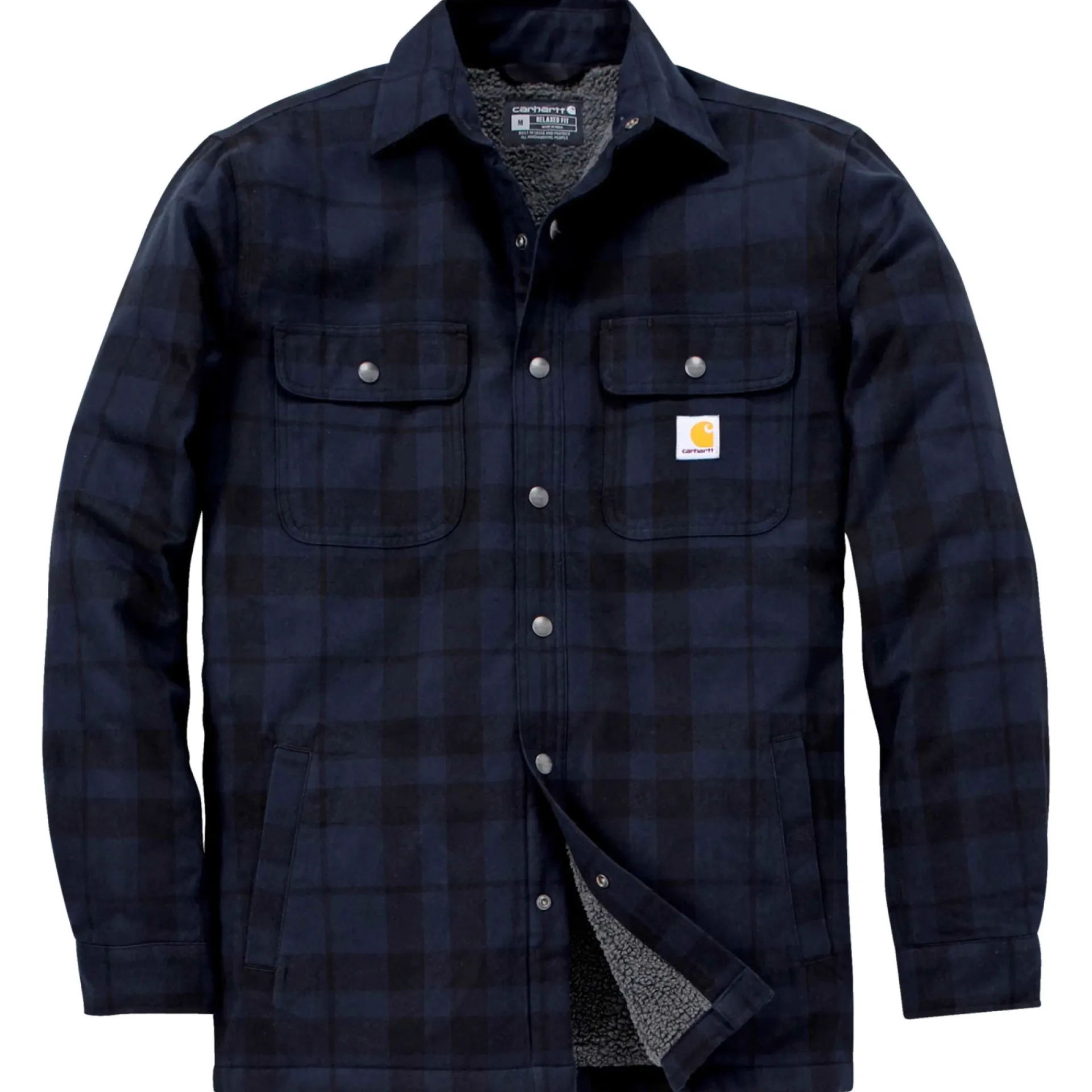 Outlet Carhartt RELAXED FIT FLANNEL SHERPA-LINED SHIRT JAC SKJORTEJAKKE M NAVY