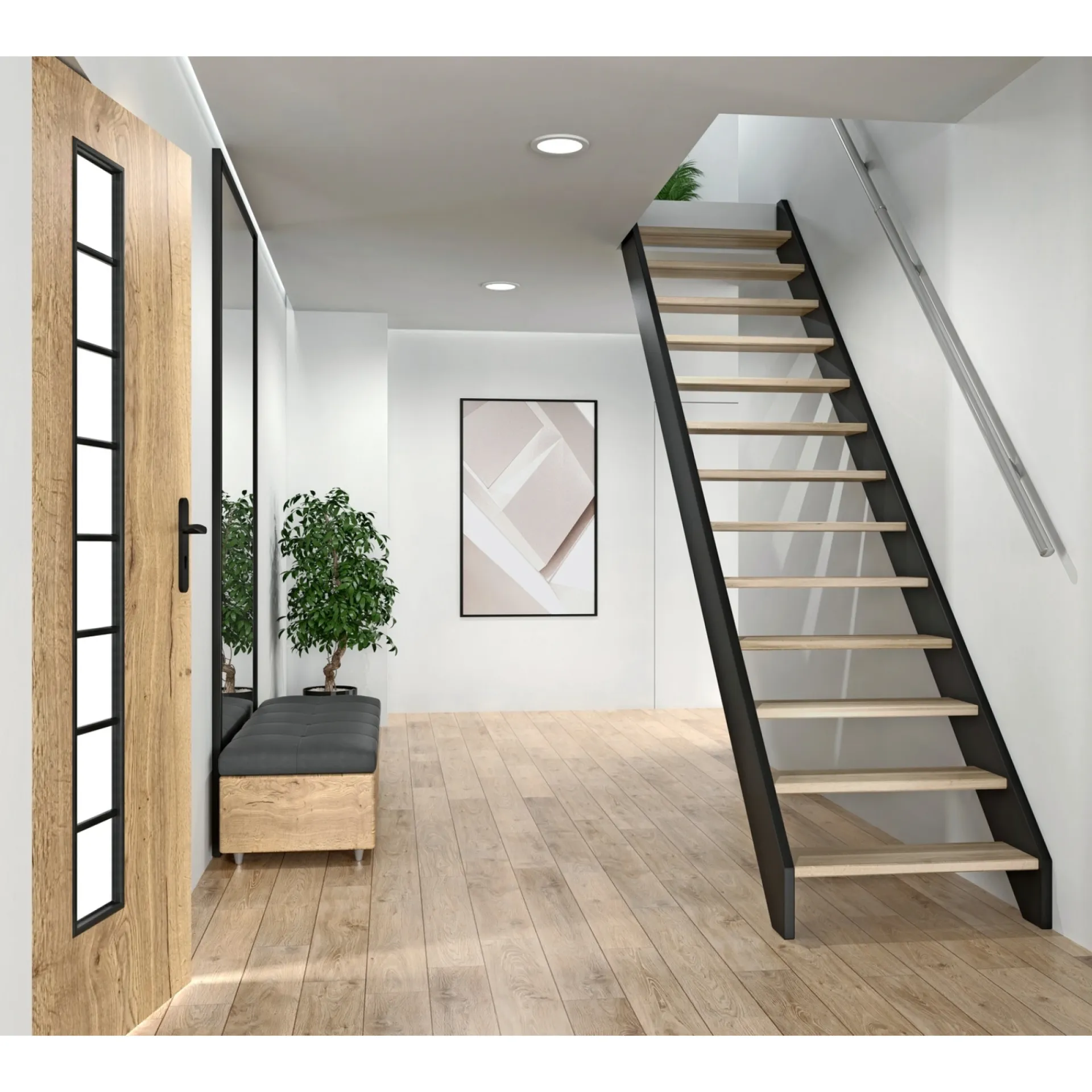 Clearance Dolle HELSINKI PLADSBESPARENDE TRAPPE LIGELØB SORT/LAKERET EG SORT