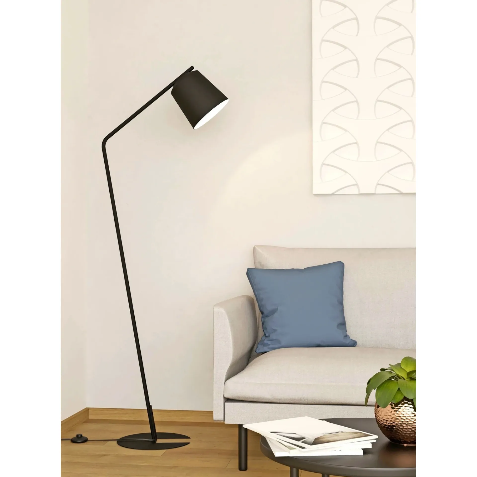 New Eglo ONEDA GULVLAMPE SORT/HVID 160 CM