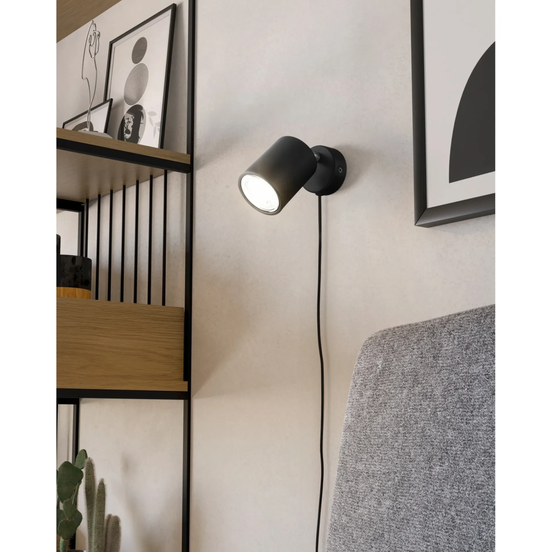 New Eglo PORTELLA SPOTLAMPE SORT/BØRSTET STÅL GU10 3W