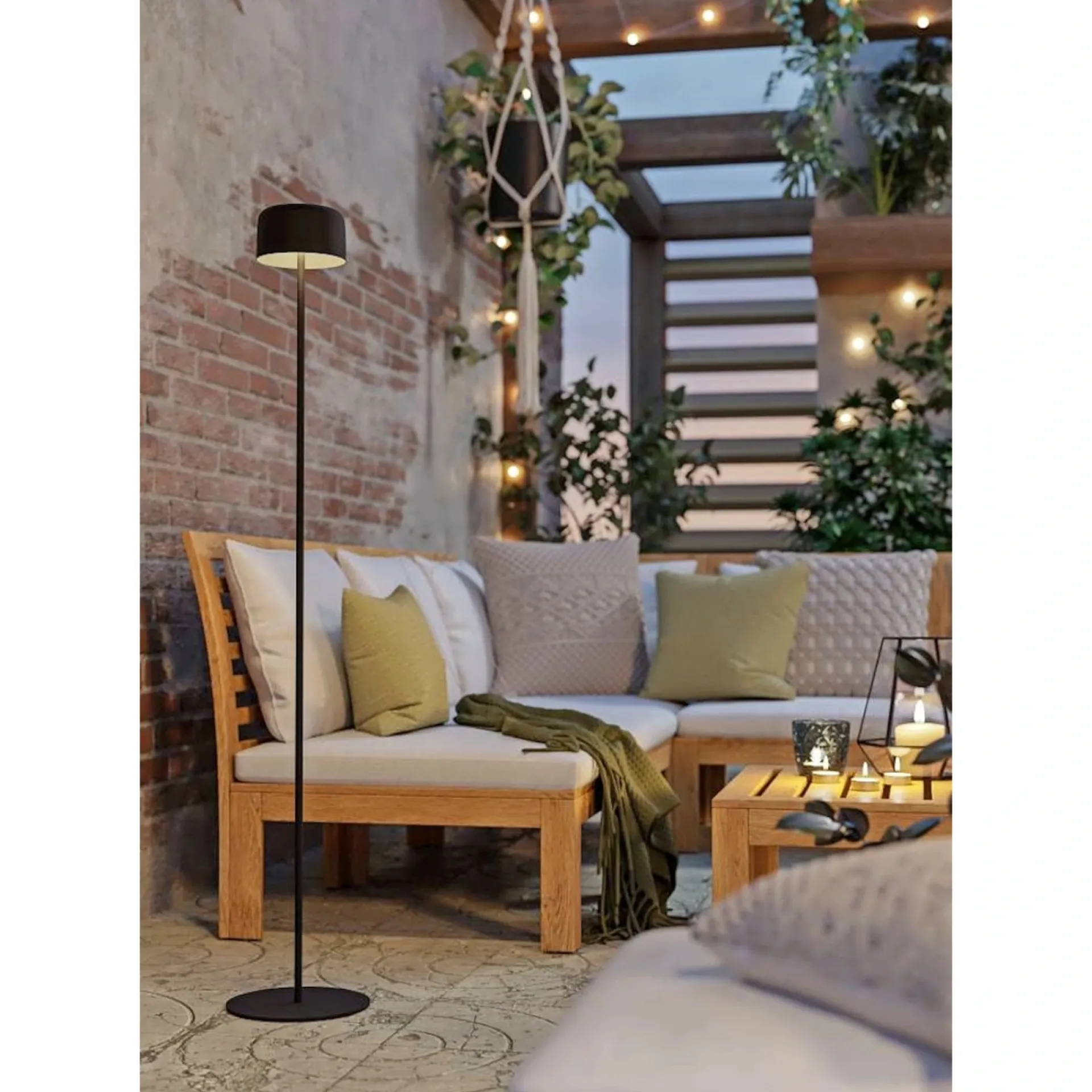 Discount Eglo ROCCANOVA-L SOLCELLE GULVLAMPE SORT