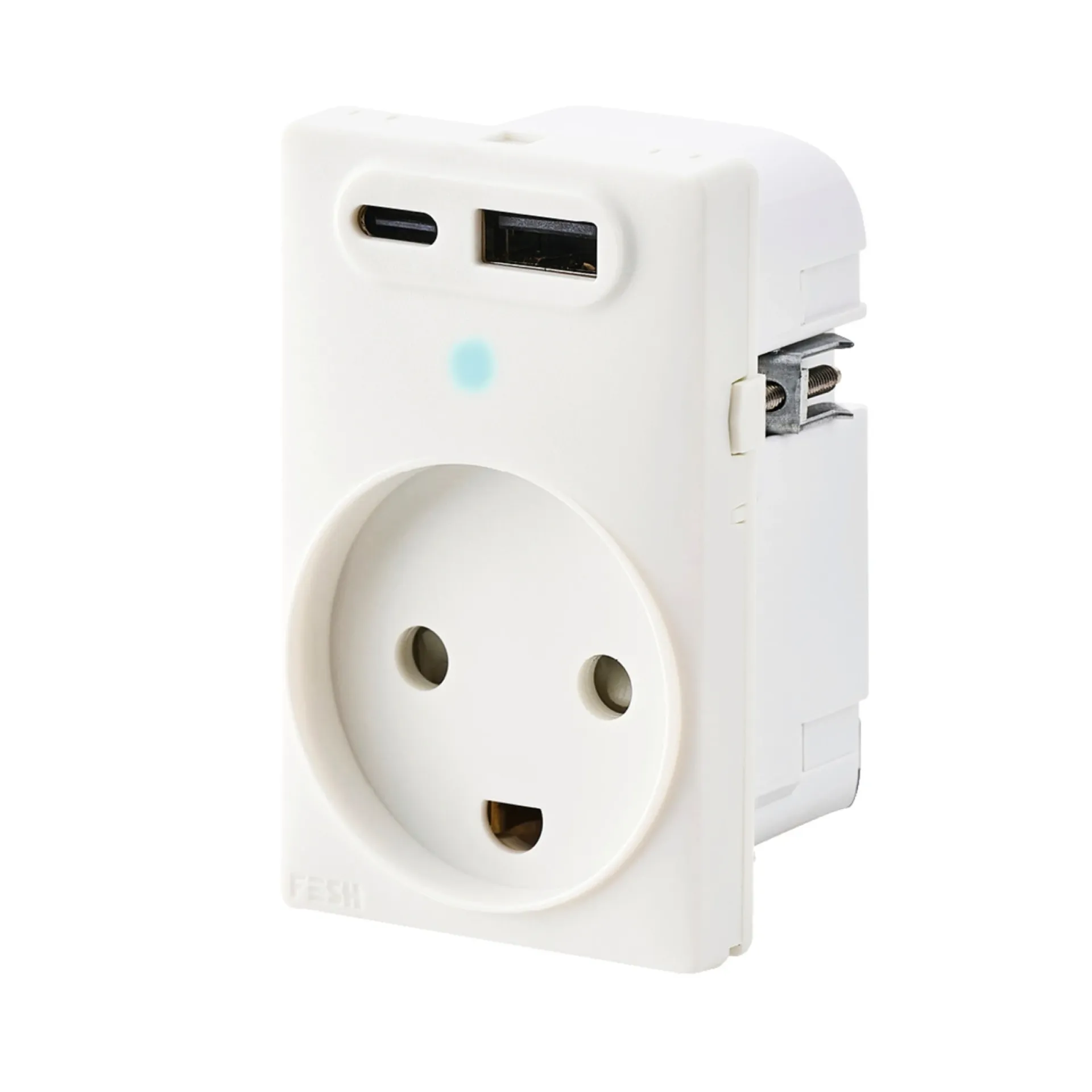 FESH SWITCH CURVELINE - 2 X USB STIKKONTAKT HVID 1,5 MODUL M/JORD