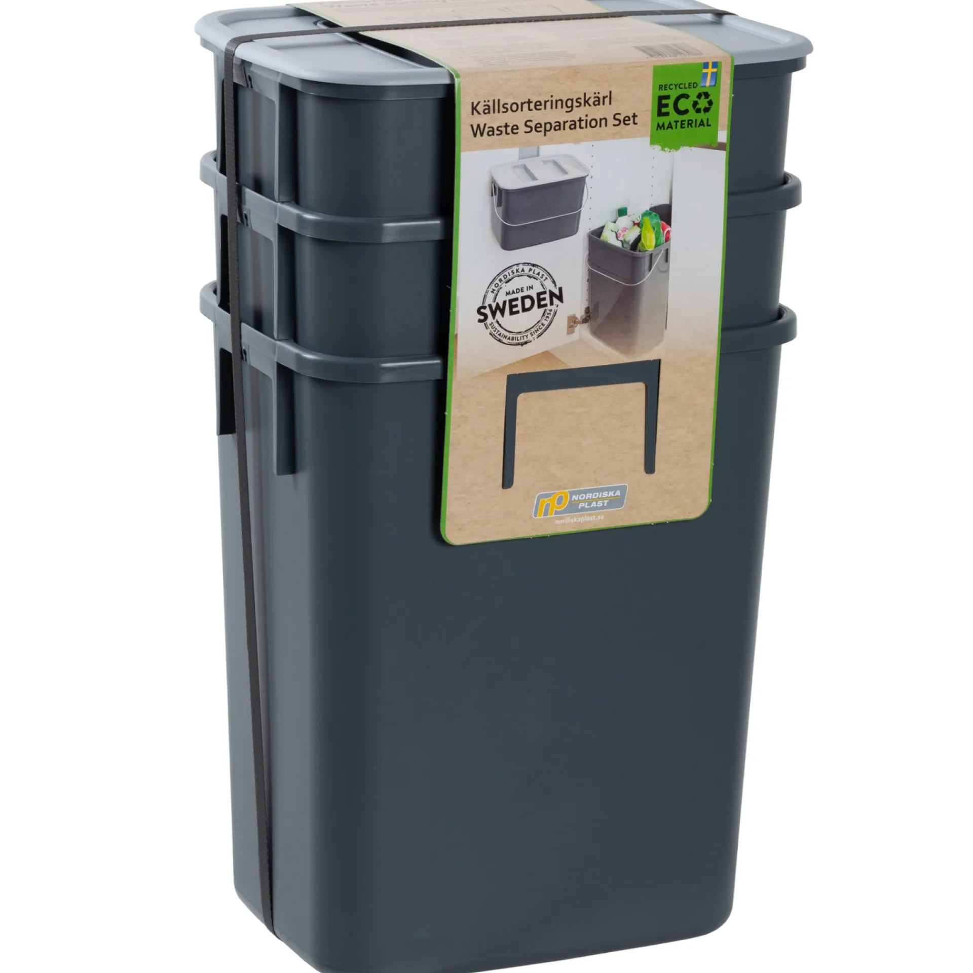 Outlet G. funder 2X12 L., 1X7 L. AFFALDSSORTERING GRÅ 265X440X190MM.