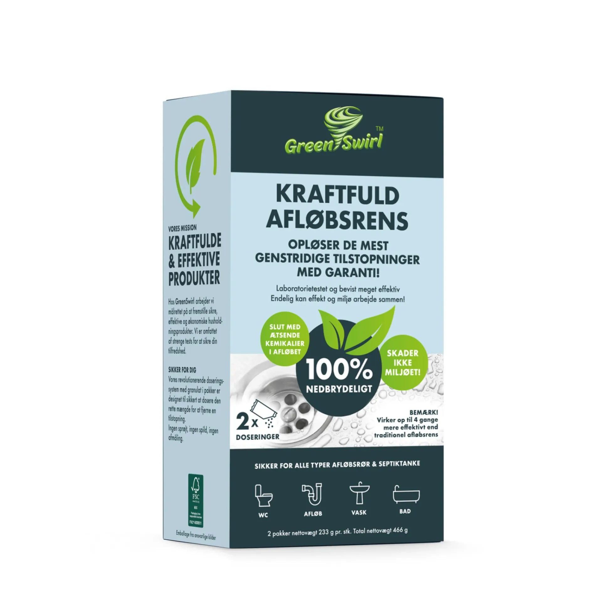 Discount GreenSwirl 2 DOSERINGSPOSER AFLØBSRENS 233 G PR. POSE