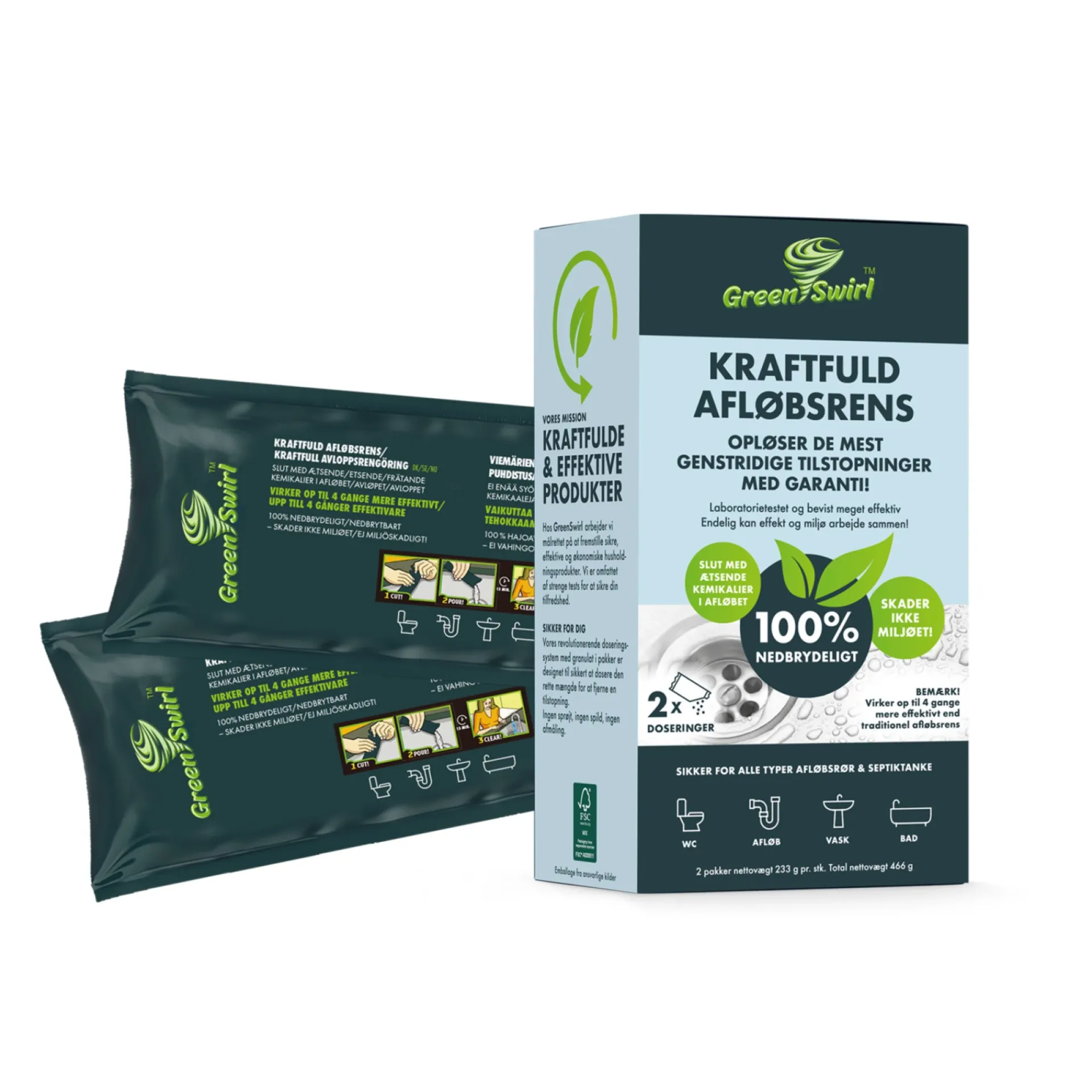 Discount GreenSwirl 2 DOSERINGSPOSER AFLØBSRENS 233 G PR. POSE