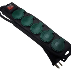 New Gripo STIKDÅSE 5 UDTAG M/JORD OG AFBRYDER SORT 1 M KABEL