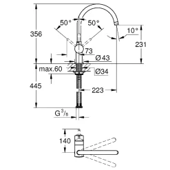 Clearance Grohe MINTA KØKKENARMATUR KROM