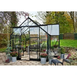 Online Halls ICON 8 GARDENHOUSE EKSKL. SOKKEL HÆRDET GLAS SORT 13,0 M2