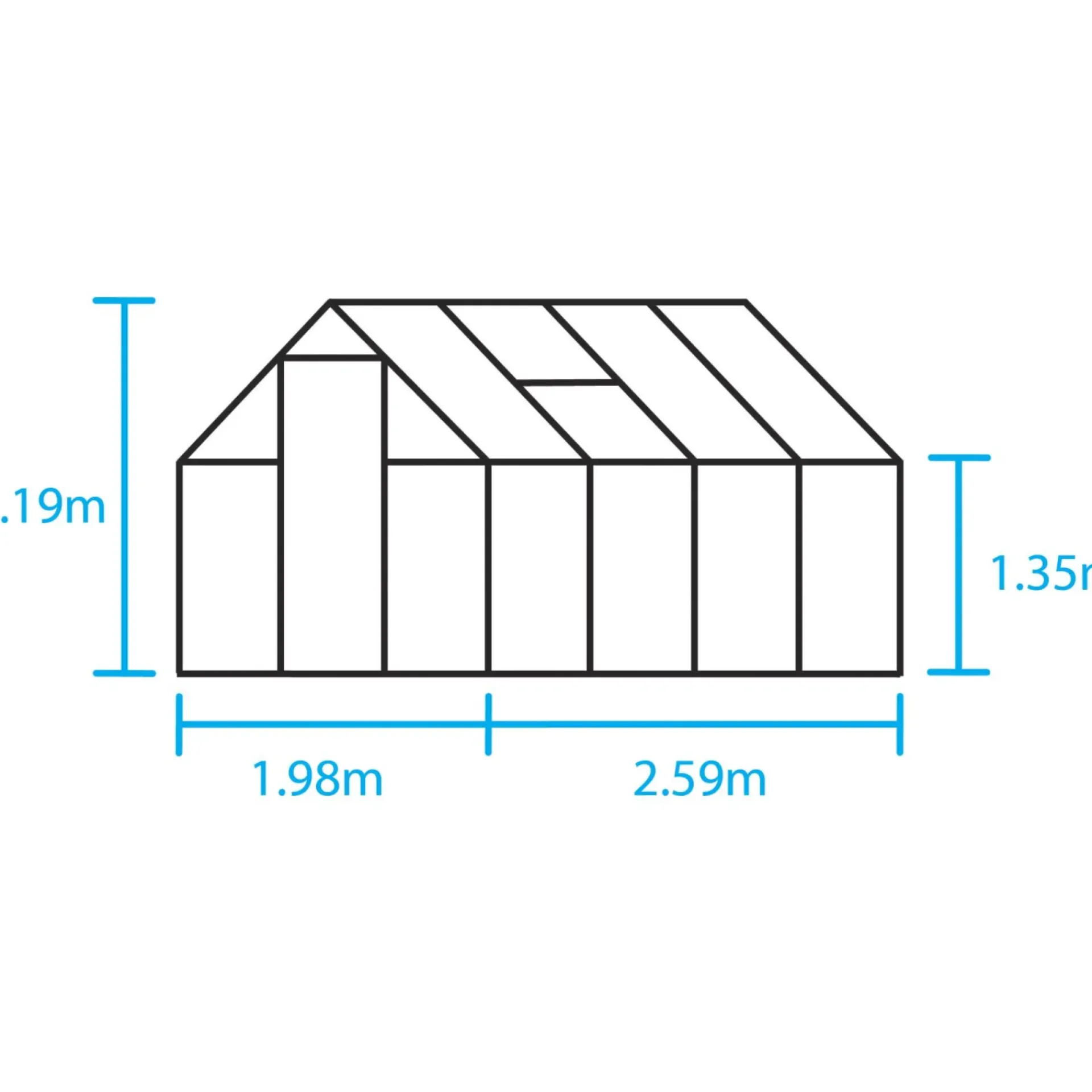 Sale Halls QUBE 68 DRIVHUS 3 MM HÆRDET GLAS HELE BANER SORT 5 M²