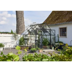 Discount Halls QUBE+ 88 DRIVHUS 3 MM HÆRDET GLAS HELE BANER SORT 6,6 M2