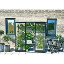New Halls QUBE LEAN-TO 26 VÆGDRIVHUS 3 MM HÆRDET GLAS SORT 1,2 M²