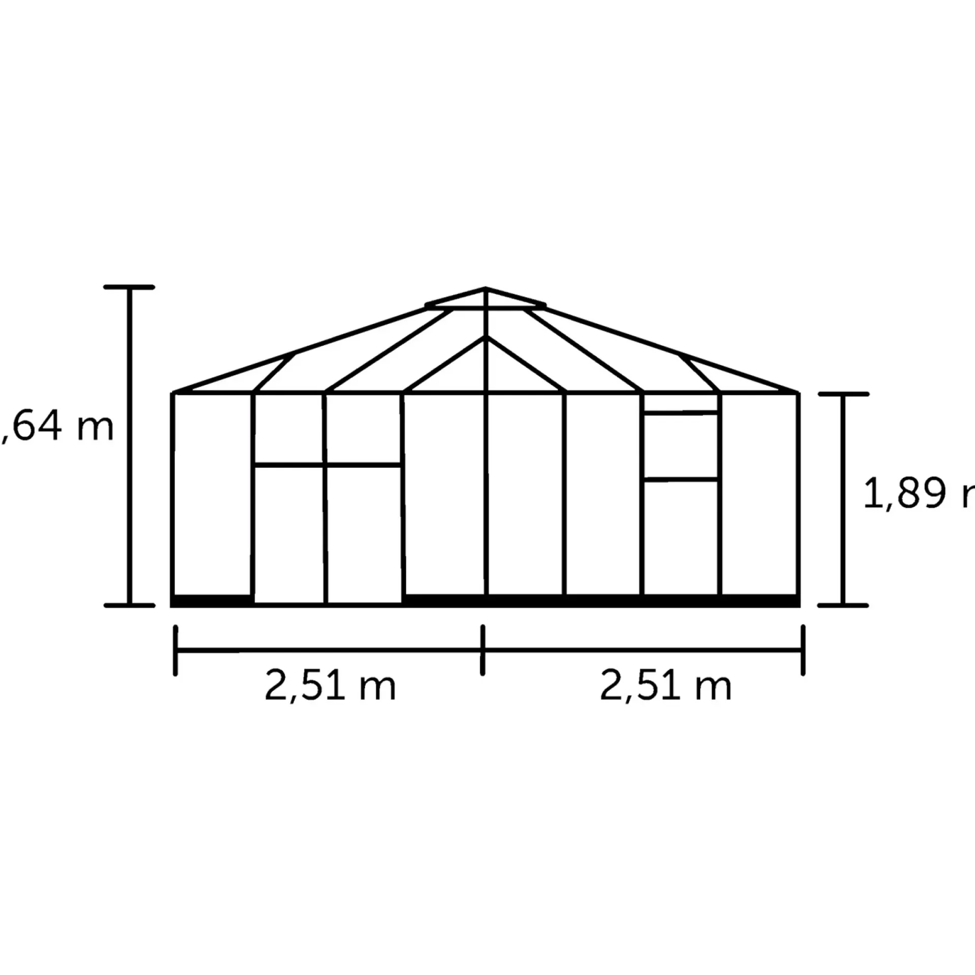 New Halls QUBE SQUARE DRIVHUS 3 MM HÆRDET GLAS HELE BANER SORT 6,3 M2