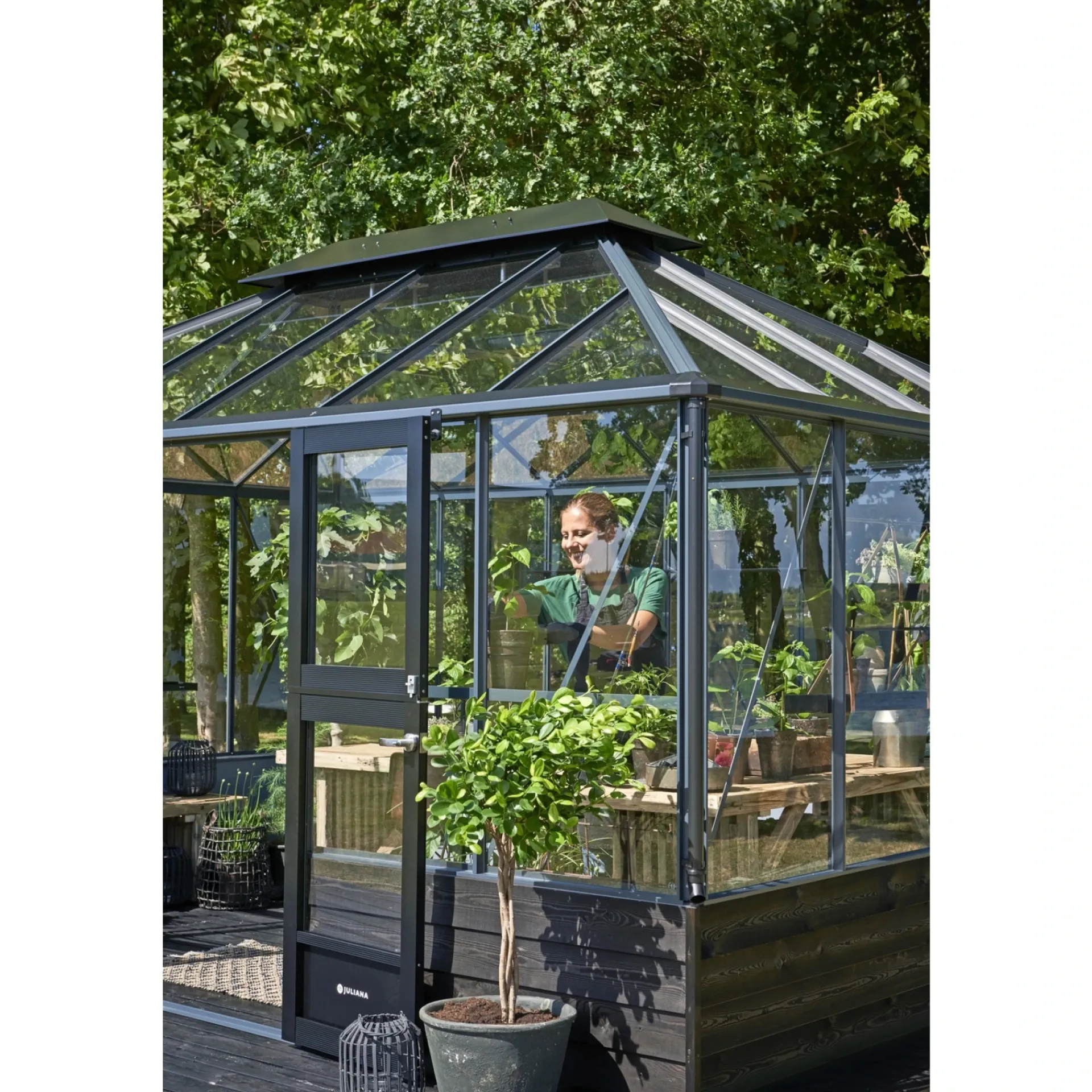Best Juliana GRAND OASE MUR ORANGERI 3 MM HÆRDET GLAS HELE BANER ANTRACIT 13 M²