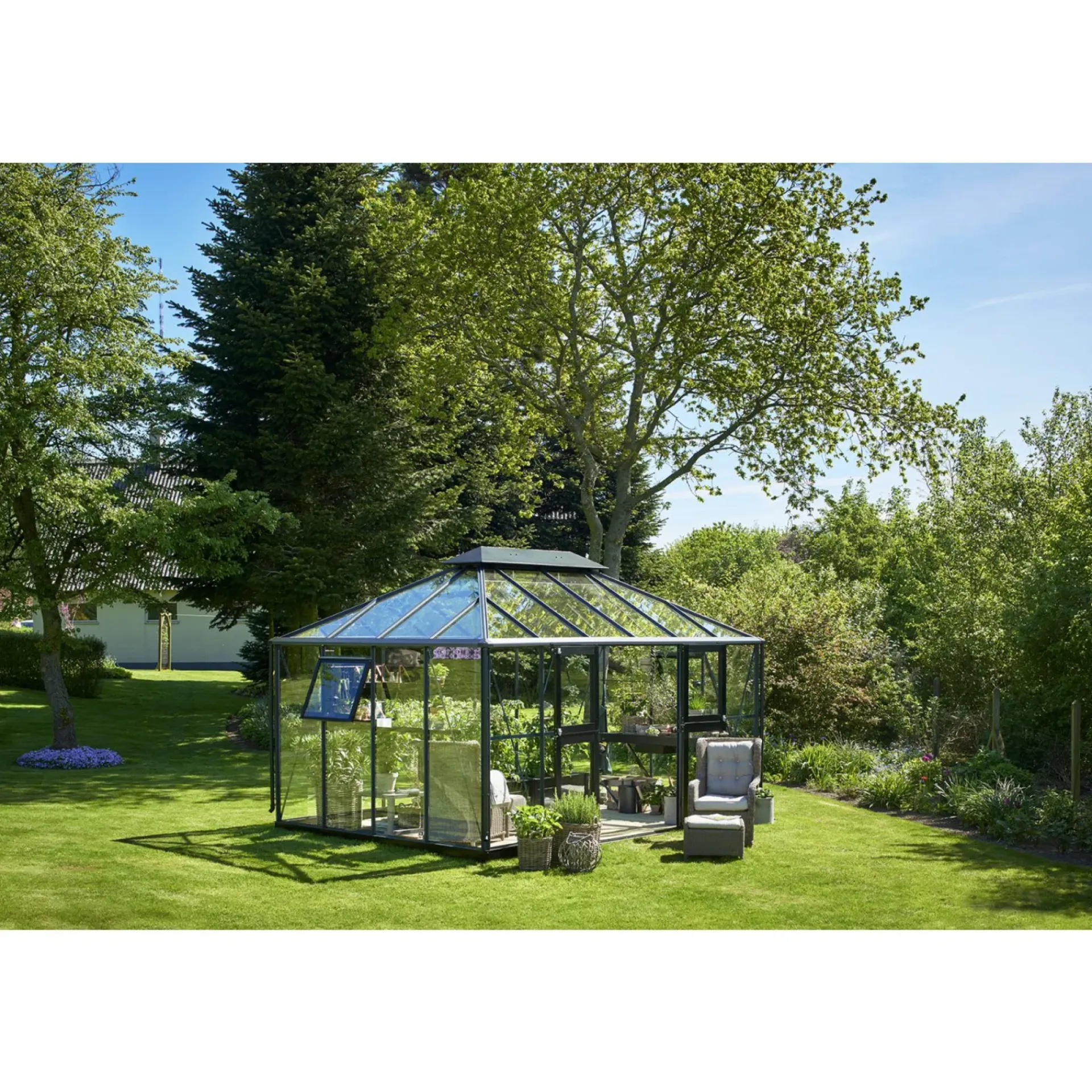 Online Juliana GRAND OASE ORANGERI 3 MM HÆRDET GLAS HELE BANER ANTRACIT 13 M²
