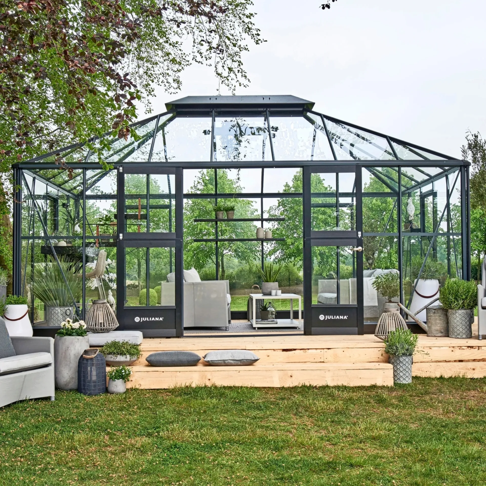 Best Juliana GRAND OASE ORANGERI 3 MM HÆRDET GLAS HELE BANER ANTRACIT 18,8 M2