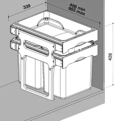 New Juvel TANK40 AFFALDSSTATIV GRÅ/BLÅ/GRØN 16+16 L