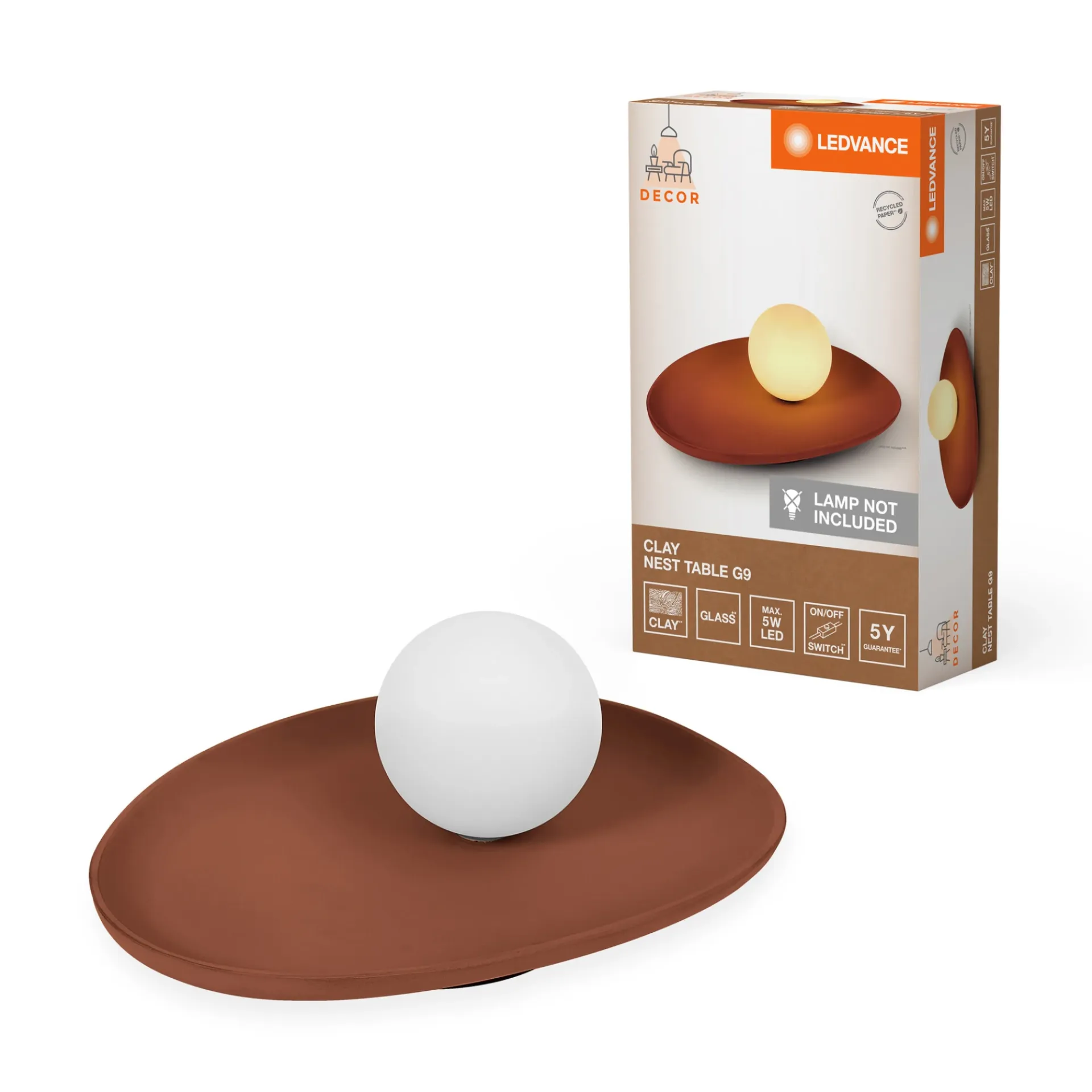 Online LEDVANCE DECOR CLAY BORDLAMPE BRUN 50,3 CM
