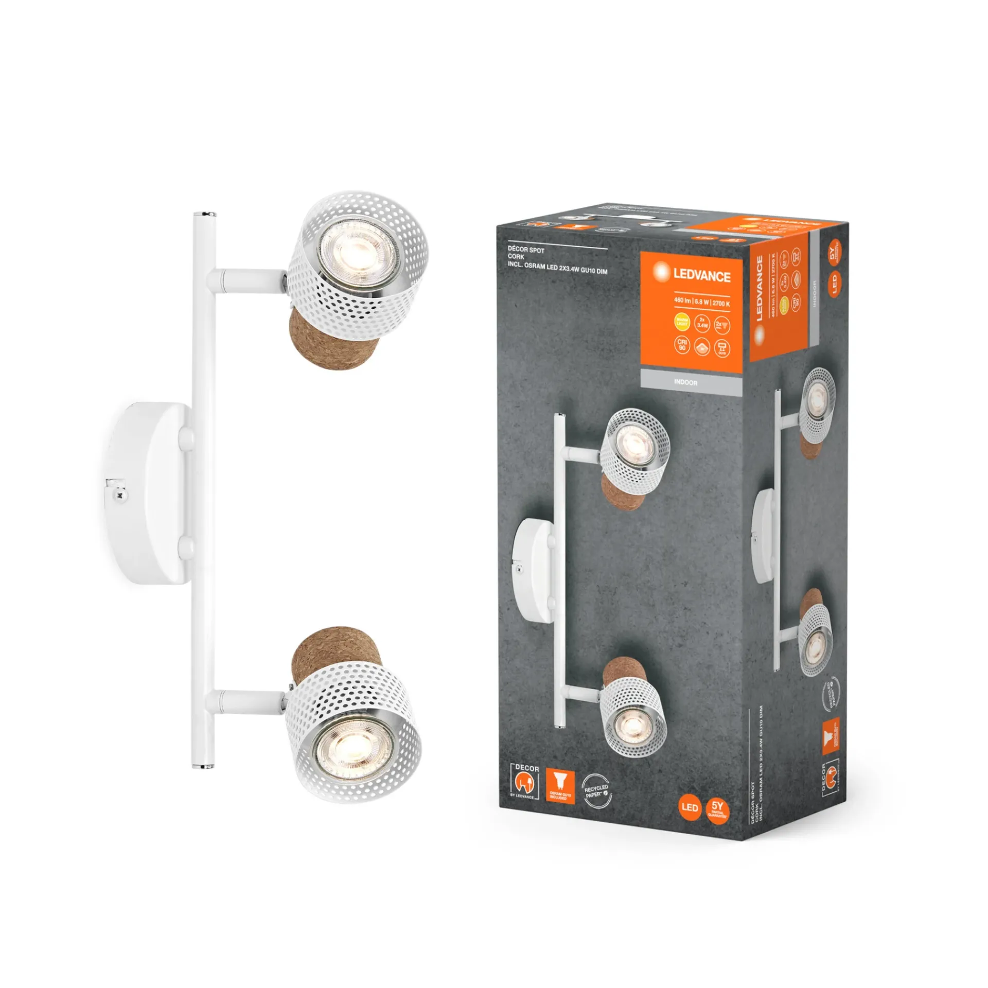 Outlet LEDVANCE DECOR CORK SPOTLAMPE HVID GU10 6,8W