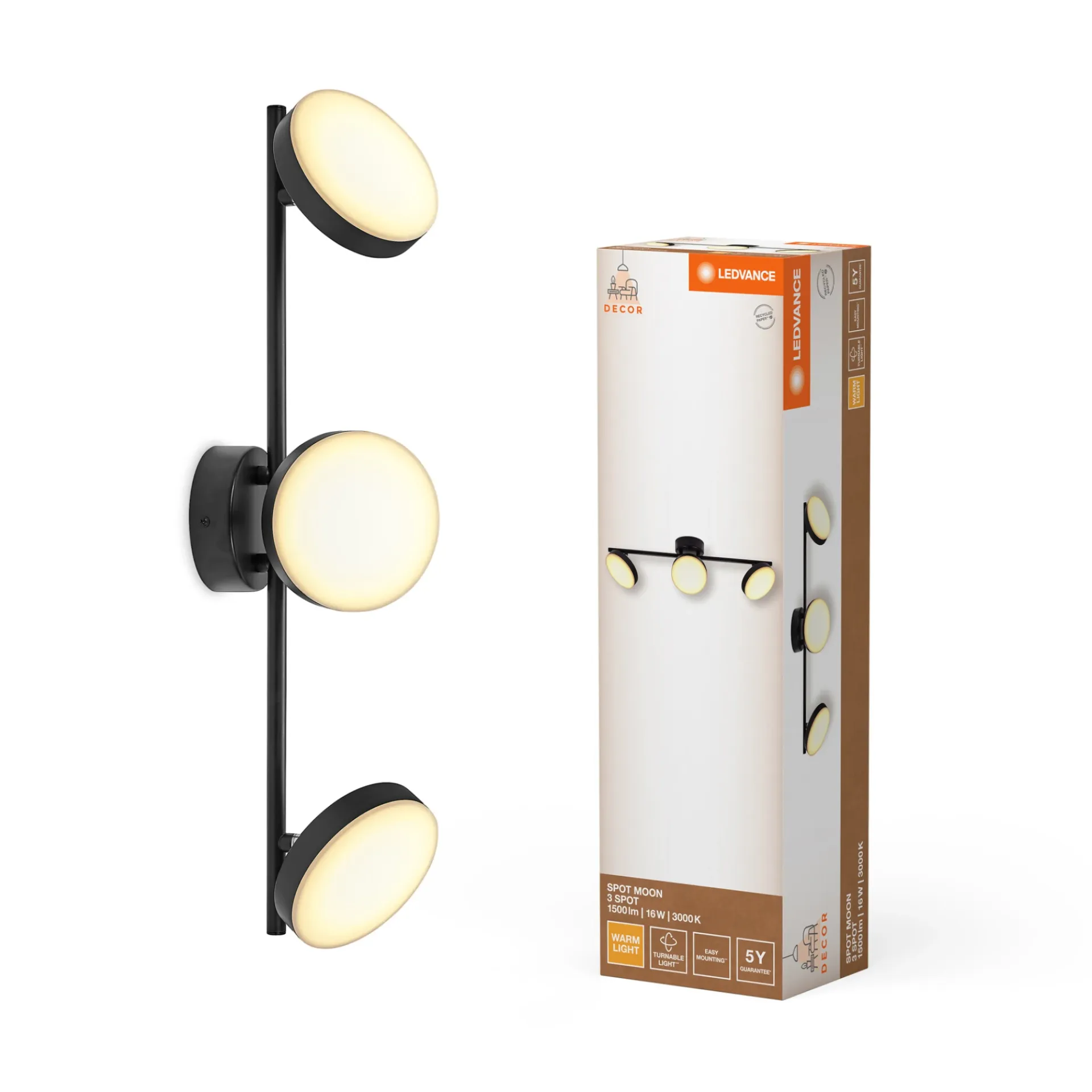 New LEDVANCE DECOR MOON SPOTLAMPE SORT 16W