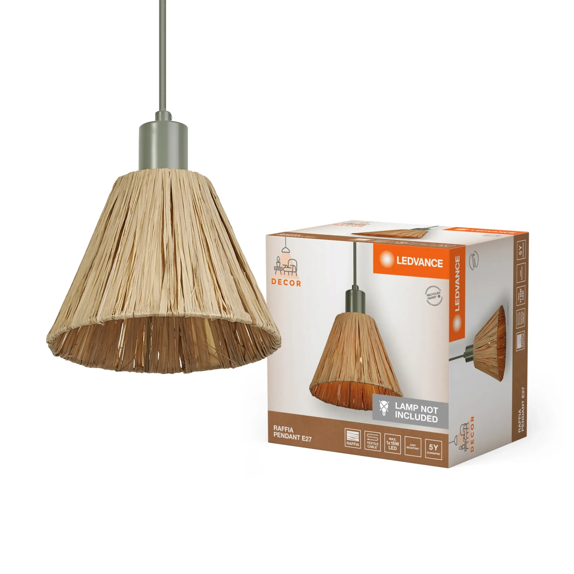 Best LEDVANCE DECOR RAFFIA GULVLAMPE BRUN/GRØN 21,3 CM