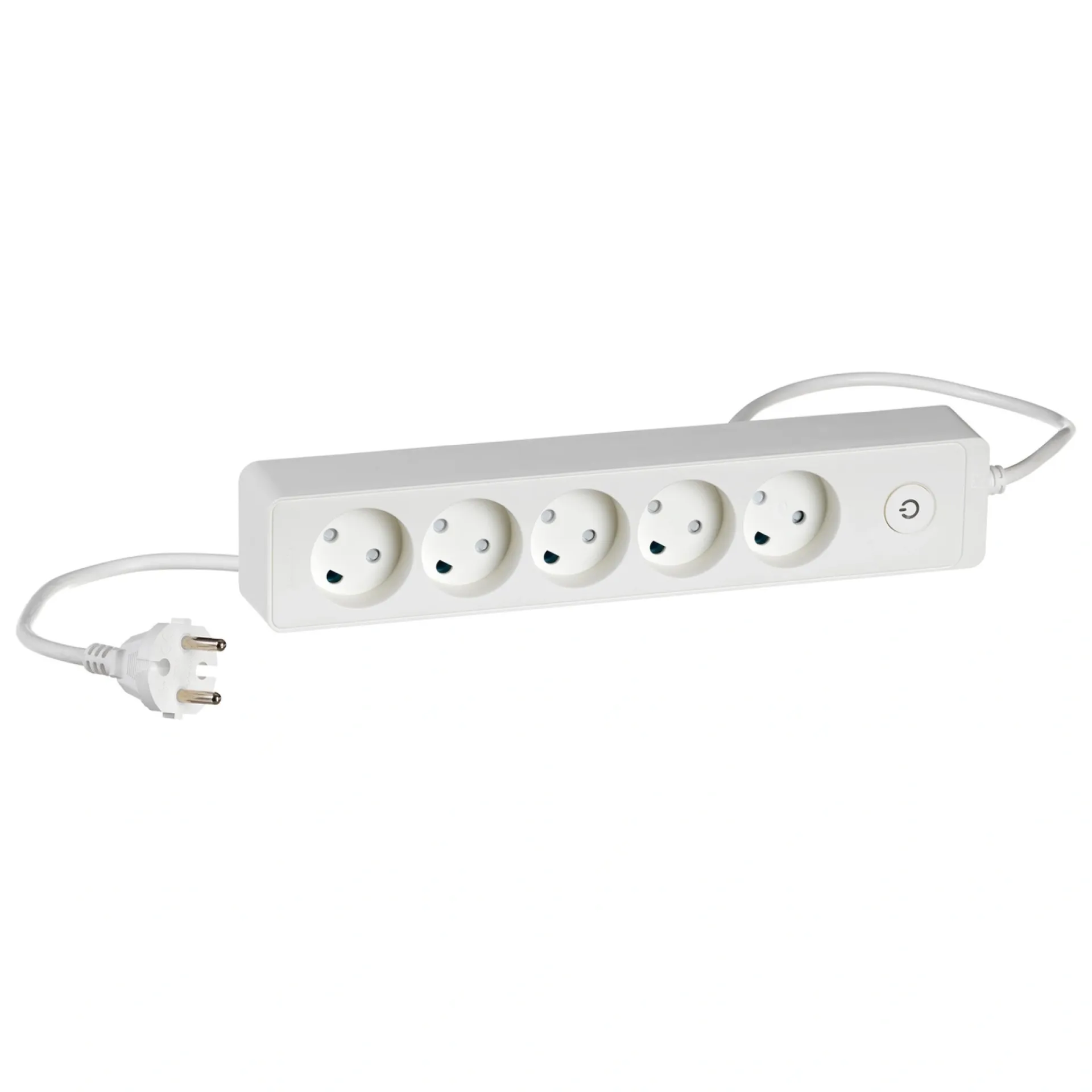 Clearance LK STIKDÅSE 5 UDTAG U/JORD M/AFBRYDER HVID 1,5 M KABEL