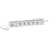 New LK STIKDÅSE 5+2 USB UDTAG M/JORD OG AFBRYDER HVID 1,5 M KABEL