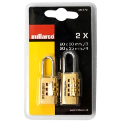 Sale Millarco KODELÅS - HÆNGELÅS 20X30 MM + 20X35 MM MESSING 2 STK