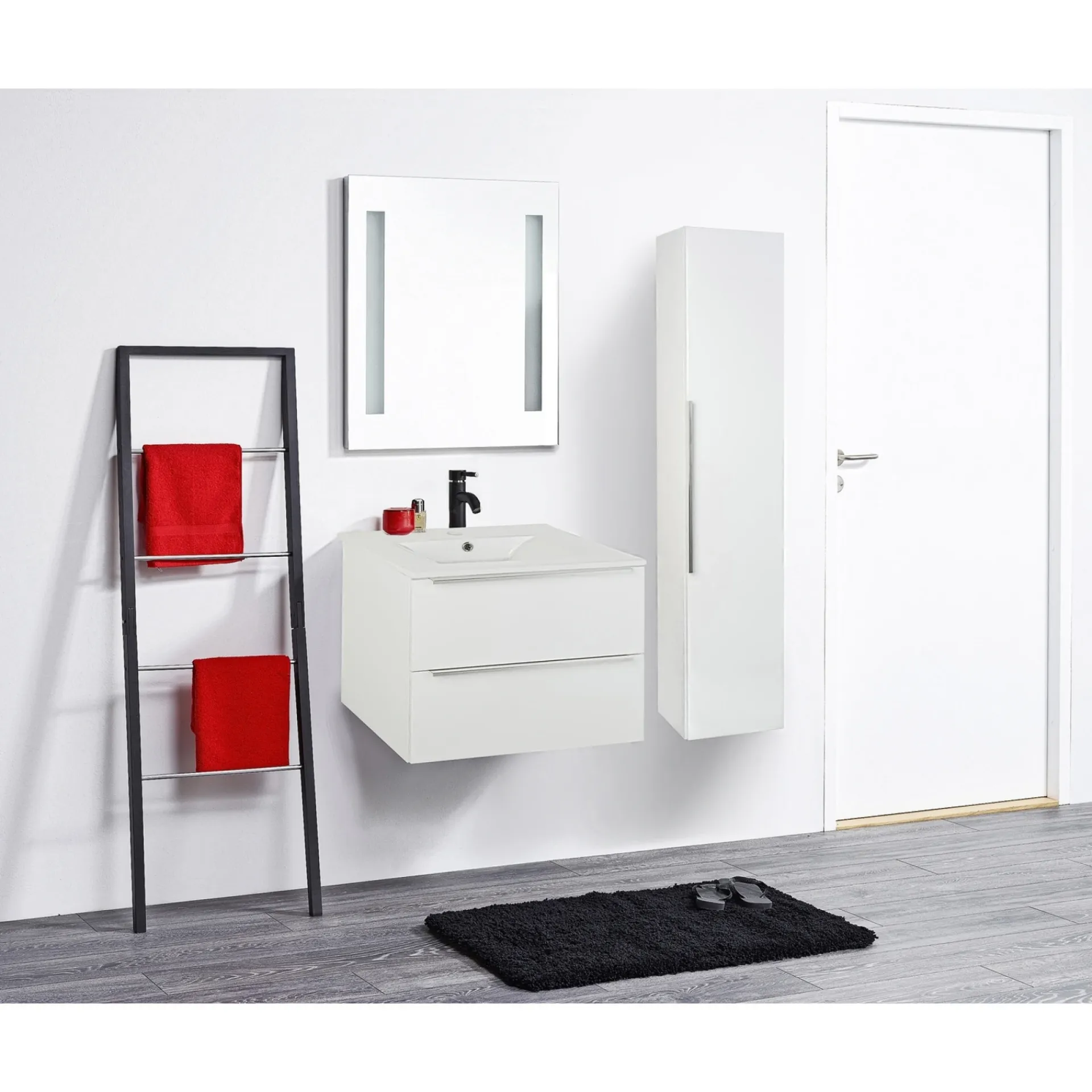 Sale Milobad AURUM BADMØBEL HVID HØJGLANS 2 SKUFFER 60 CM