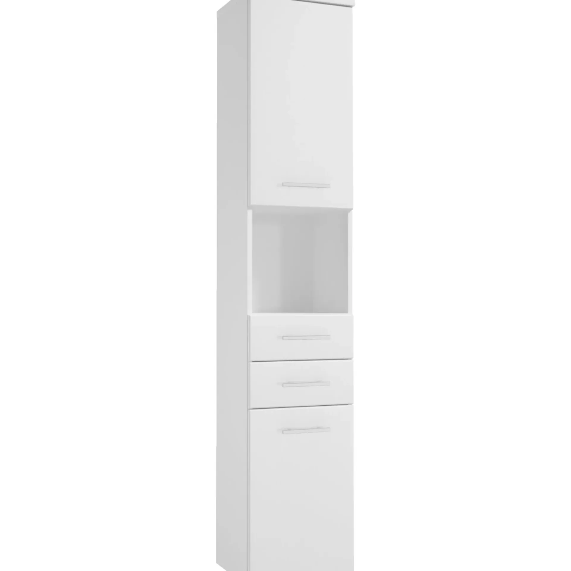 Milobad LIMONE HØJSKAB LÅGE, SKUFFER OG HYLDE HVID HØJGLANS 33 X 177 CM