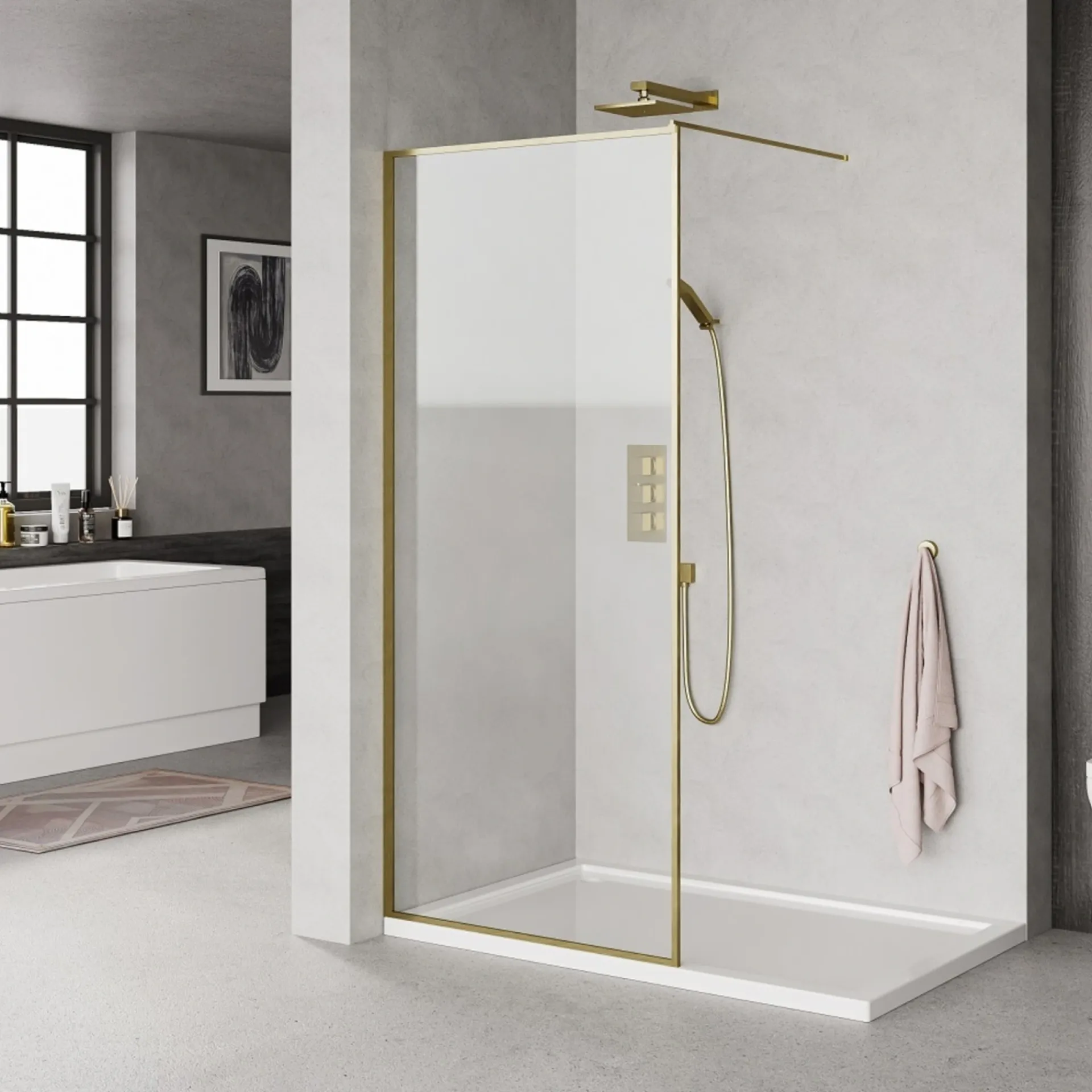 Best Milobad MESSING PROFIL BRUSEVÆG KLART GLAS 80 CM