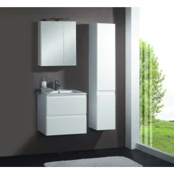 New Milobad RENO BADMØBEL HVID HØJGLANS 2 SKUFFER 60 CM