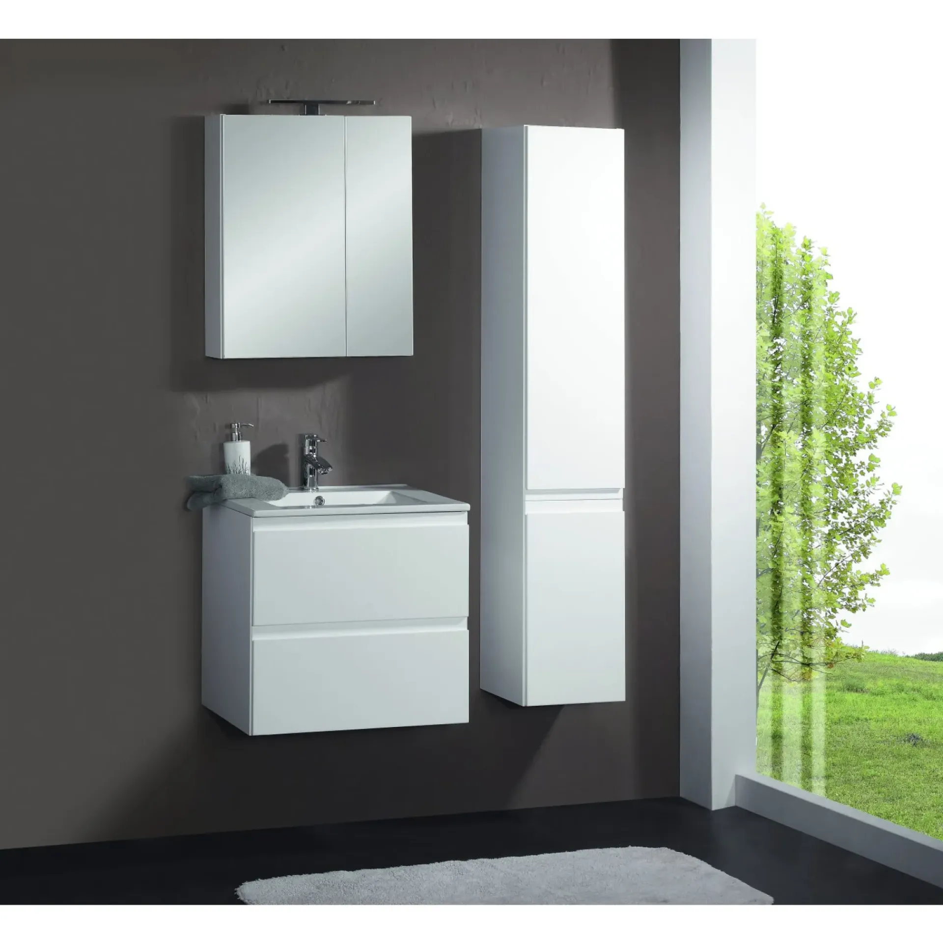 Best Milobad RENO SPEJLSKAB 2 LÅGER HVID HØJGLANS 60 X 60 CM