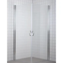 Milobad 90X90X195 CM LIGE BRUSEHJØRNE FROST 90 CM