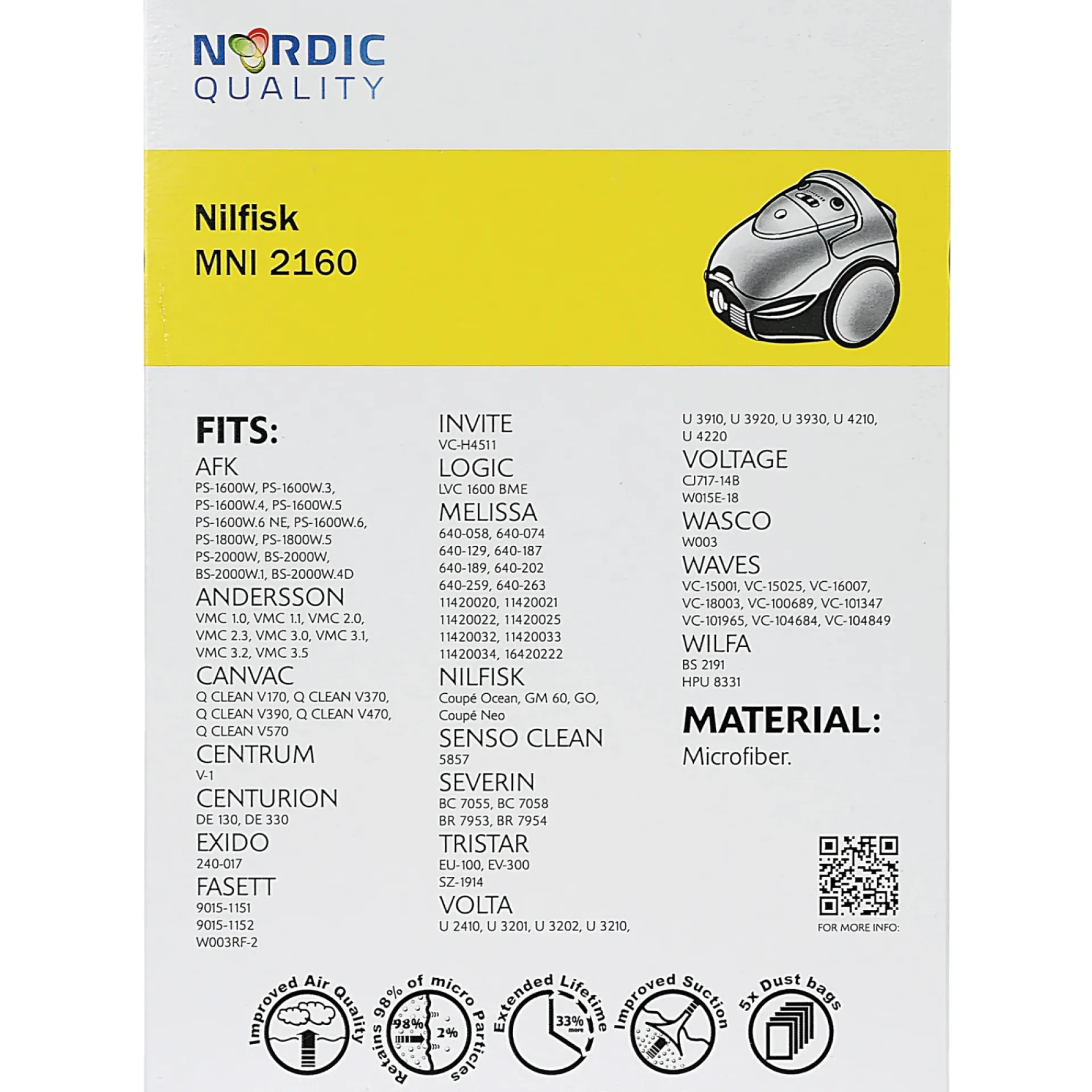 Sale Nordic Quality MNI 2160 STØVSUGERPOSE 5 STK.